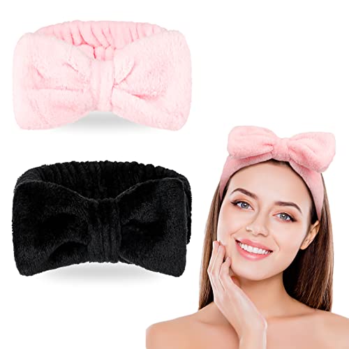 KroY PecoeD Diadema de maquillaje, Bowknot Diadema para el cabello, para mujer, yoga, deportes, diadema de ducha, bandas, de lavado elástica, para niñas, mujeres, cuidado facial