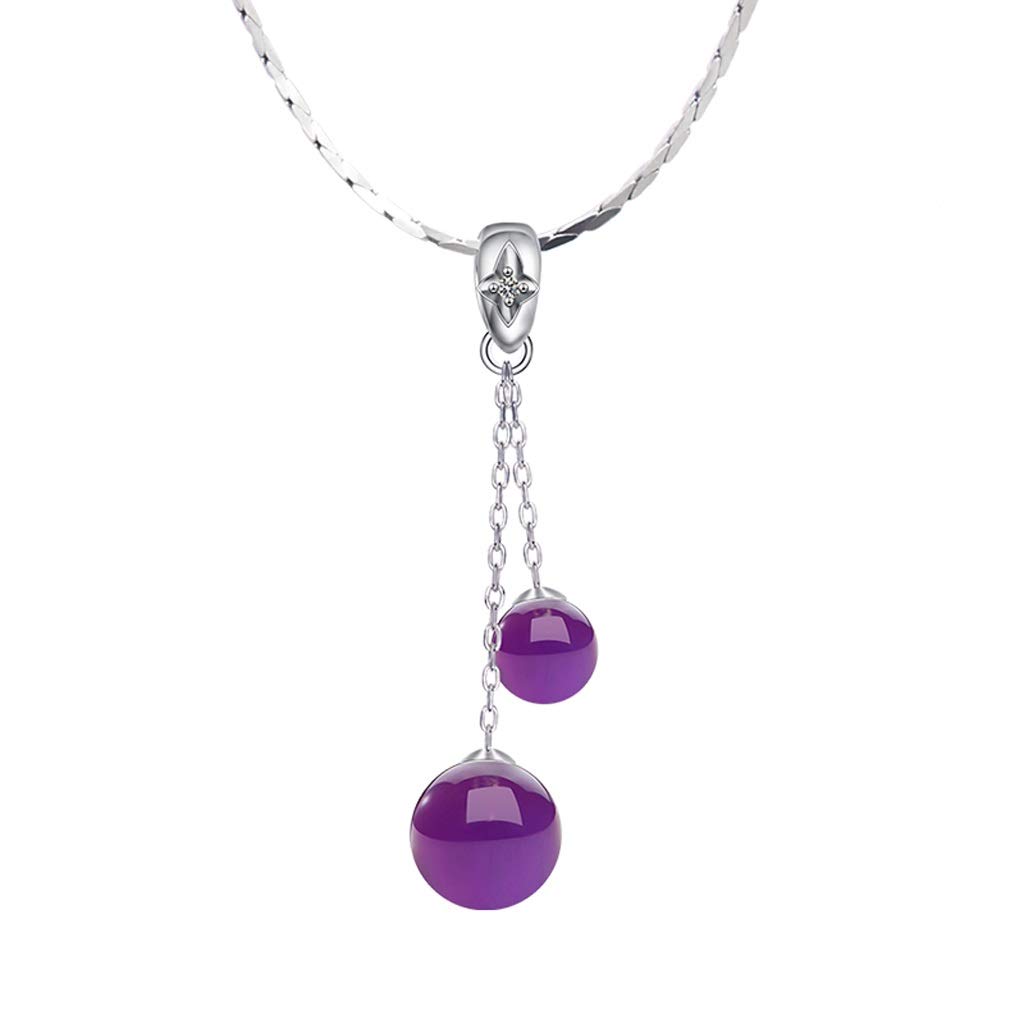 Collier améthyste véritable, pendentif double perle de qualité supérieure