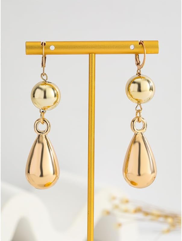 Gold Statement Teardrop Dangle Earrings for Women Trendy Silver Pearl Ball Tear Drop Dangling Long Huggie Hoop Earring Vintage Unique Cool Prom Jewelry - Image 7