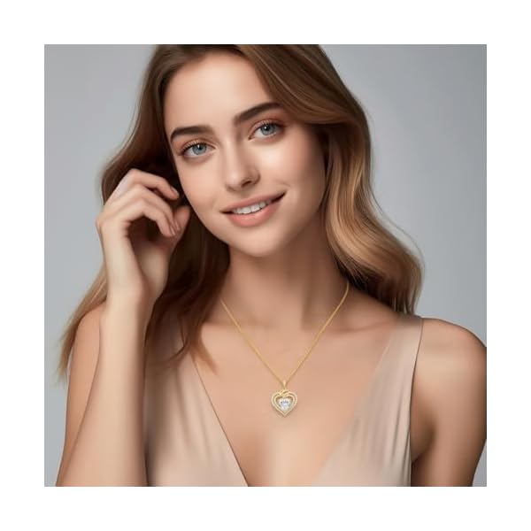 OOBEE Moissanite Heart Necklaces for Women, 1- 4 Carat Moissanite 925 Sterling Silver Gold Plating Fine Women Necklace，Ideal Anniversary Birthday Christmas Valentine Mothers Day Jewelry Gifts for Mom Wife Her Girlfriend - Image 3