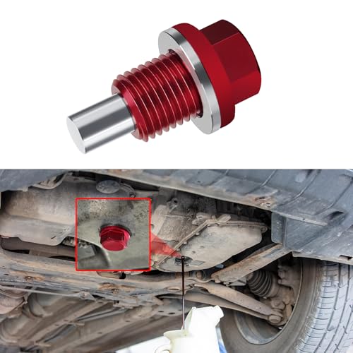 QZTYTY M14×1.5 Magnetic Oil Drain Plug, Transmission Oil Plug, Oil Pan Sump Drain Nut Bolt Screw Repair Kit, Car Magnetic Oil Drain Plug Removal Tool for Honda, Mazda, Suzuki, Jeep, Odyssey (Red)