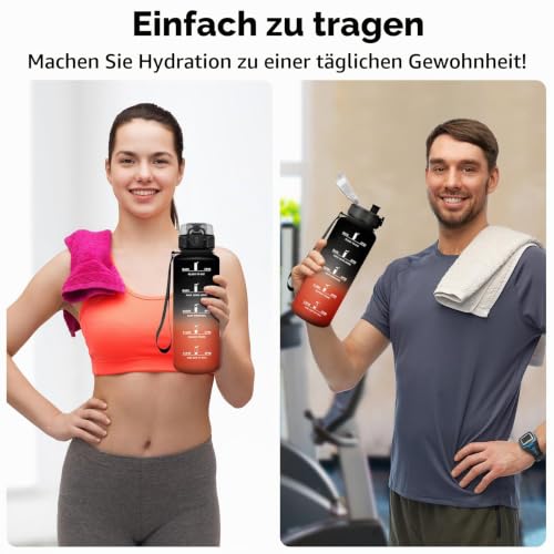 KollyKolla Wasserflasche 1.5L, Wasserflasche mit Filter, Motivierende Trinkflasche, Auslaufsicher und Zeitmarkierung… – Ansicht 6