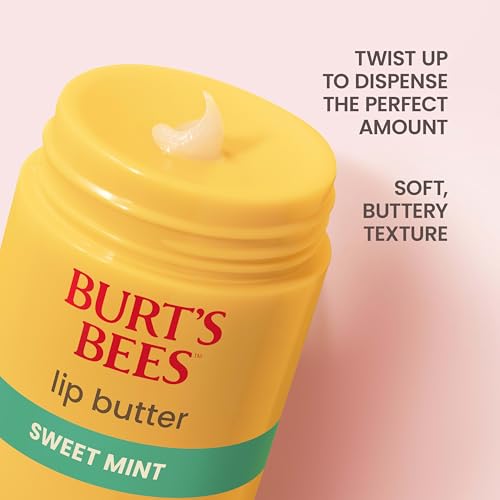 Image of Burt's Bees Sweet Mint Lip Butter, Repairs Dry Lips, 24 Hour Hydration, Locks in Moisture, Includes Shea and Mango Butters, Antioxidant Rich Vitamin E, Convenient Twist Up Dispenser, 0.5 Oz.