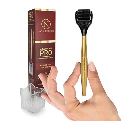 Absorption PRO Derma Roller Set for Anti Aging & Beauty Microneedling at Home | Best Collagen Stimulator & Toning Skin Roller for Face & Under Eye — Titanium 0.25 mm Depth, 192 Micro Needle Count