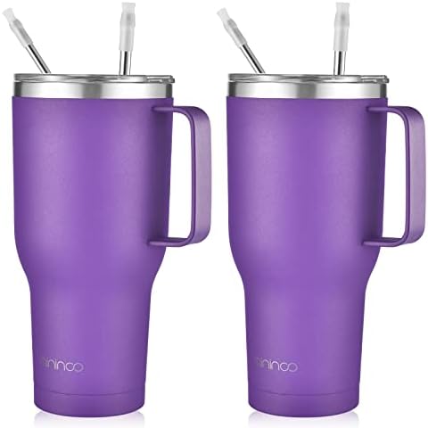Amazon.com: mininoo 40oz Insulated Tumbler With Lid and Straws