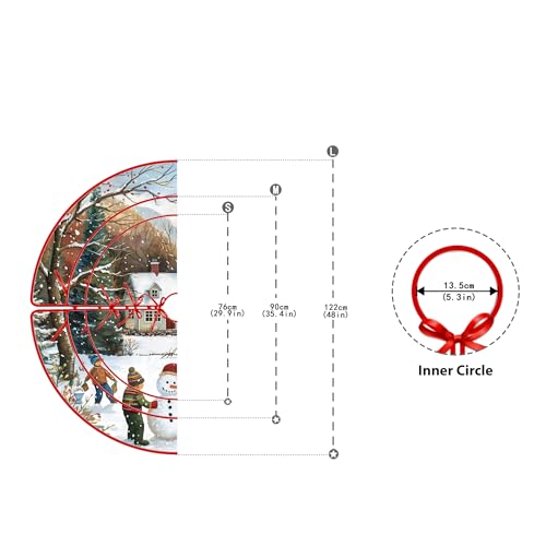 Christmas Tree Skirt 36" Christmas Kids Xmas Tree Skirt by Leo Walker Decor Mats for Farmhouse Rustic Xmas Holiday Indoor Party Decorations (30, 36, 48 Inch)
