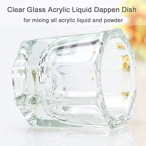 Dappen Dish Cups for Nail Art Acrylic Liquid - Clear Glass Nail Monomer Liquid Bowl Dampen Dish Acrylic Powder Holder, Acrylic Glass Jar for Nails (Pack of 1) - Image 2