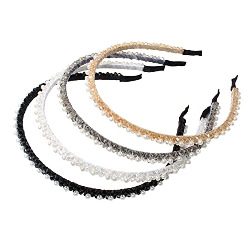 Cuizhiyu Lot de 4 bandeaux avec strass en cristal pour femmes et filles, double rangée, anneaux à cheveux avec perles scintillantes, tissage transparent, accessoires pour cheveux (couleur C)