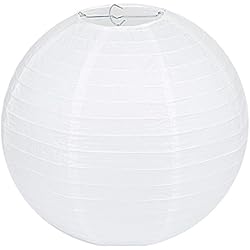 Lamparas Papel Conforama LIHAO - Paquete de 10 farolillos redondos de papel, pantalla de lámpara, forma de bola, 30,5 cm, para decoración en fiestas o bodas, color blanco