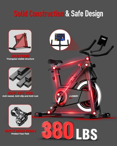 Image of HARISON Exercise Bike, Magnetic Stationary Bike for Home Gym, Adjustable Resistance Quiet Dual-Belt Indoor Cycling Bike with 380lb Capacity, APP Connectivity, Push-to-Stop, 6-Level Handlebar