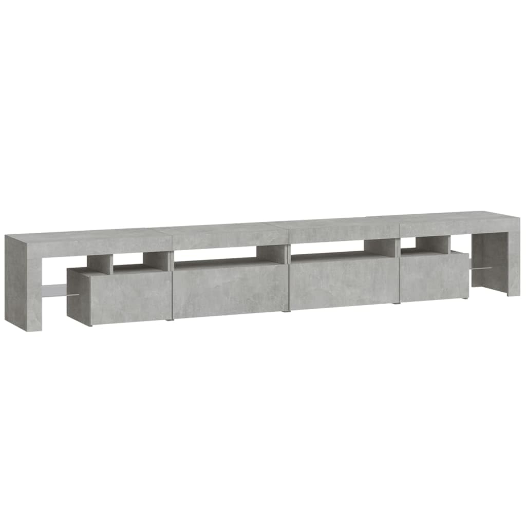 vidaXL Mobile Porta TV con Luci LED Grigio Cemento 260x36,5x40 cm