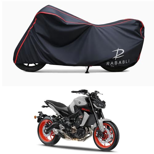Image of Waterproof Bike Body Cover Compatible for | Yamaha 2022 MT-09 STD | Taffeta Fabric, Red Piping Design, Bottom Elastic Fit | Dustproof, Sun UV & Rain Protection for All Bikes