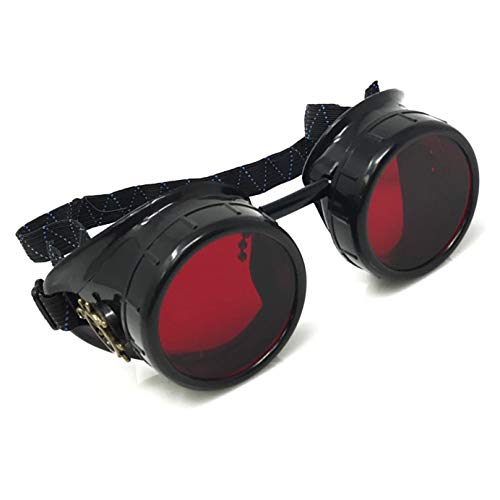 Steampunk Victorian Goggles Rave Glasses, Sleek and Stylish Industrial, Rose red Lenses