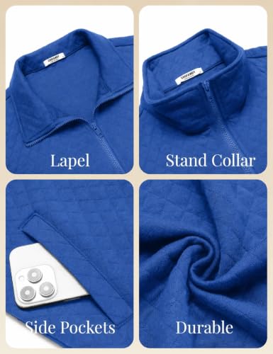COOFANDY Mens Zip Up Sweatshirt Jacket Zip Up Sweater Quilted Sweatshirt Casual Lightweight Jacket Fall Outfits Blue — view 5
