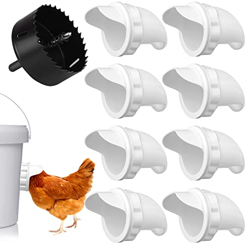 AIGOHOM Vogelfutterhaus für Geflügel, automatisch, Hühner, Poultry Pro Feeder, 8 Ports, DIY, Vogelfutterhaus mit Huhn, Universal-Set, Anti-Verkrustung, Geflügel, Futterstation für Eimer, Trinken Cover