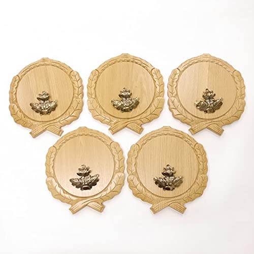 GTK Oferta 5 placas de cuña talladas de roble claro AF 19 cm con 5 hojas de roble, portada grande, cuña, tabla de especias, cartel trofeo.
