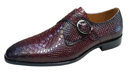 Santimon Men's Genuine Leather Formal Dress Shoes, Premium Luxury Fashion Buckle Slip On Loafers for Buiness Casual Wedding