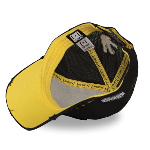 Capslab Czapka męska i damska, czapka Trucker Doggy Style, regulowana przez Snapback, Czarny/Żółty, rozmiar uniwersalny