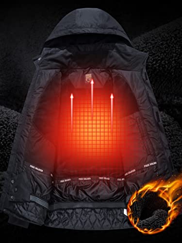Free Soldier Men's Waterproof Ski Jacket Fleece Lined Warm Winter Snow Coat With Hood Fully Taped Seams(Black,Xl) #TOP3