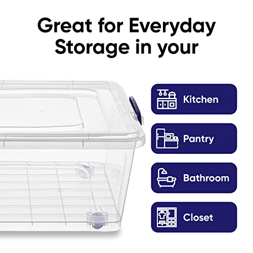 Image of Superio Storage Bins with Lids, Clear Plastic Containers for Organizing, Stackable Totes, BPA Free, Odor Free, Organizer Boxes for Home, and Dorm (4 Pack, 42 Quart)