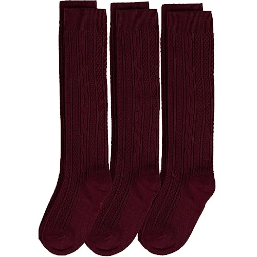 Piccolo Girls' Cable-Knit Knee-High Sock Three-Pack