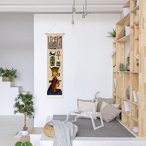 Hanging Canvas Wall Art Painting Ancient Egyptian Scene Tapestry Egypt Religion Historical Mythology Gods And Pharaohs Hieroglyphic Wall Decor Tapestry Decoration For Room (13''X 56''/33X142Cm),B #TOP6