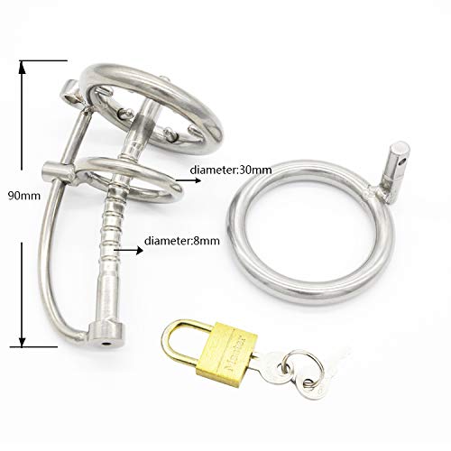 Gabbia per Pene con Dilatatore Gabbia di Castità Anelli per Falli per Uomo Cintura di Castità Uomo Materiale in Acciaio Inossidabile di Alta Qualità con Dilatatore Uretrale(45mm)