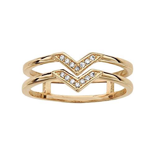 Bague plaqué or double v oxydes blancs avec écrin cadeau offert