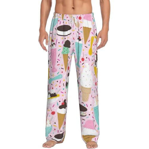Pantalon de pyjama pour homme en polaire à motif glace avec poches