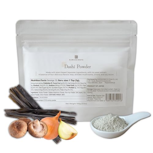 Kawashimaya Vegan Dashi Powder 100g - Japanese Umami Soup Stock, Plant-Based, Made in Japan
