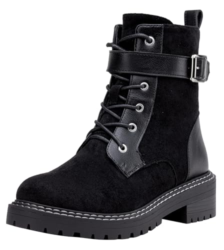 Jeossy Women's Combat Ankle Boots 9627 Low Heel Ankle-Booties with Side Zipper
