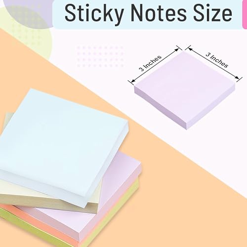 Image of GLUN 3x3 Inch Super Sticky Notes Pack 400 Sheets Pastel Multicolor Paper Self-Adhesive Memo Pads, Strong 2X Adhesion for Office, School & Home Use