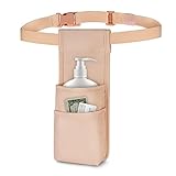 SITHON Professional Massage Bottle Bag for 1 Bottle, Lotion Oil Waist Holder Organizer, Massage Therapist Holster with Adjustable Belt, Multiple Pockets (Bag Only) (Rose Gold)