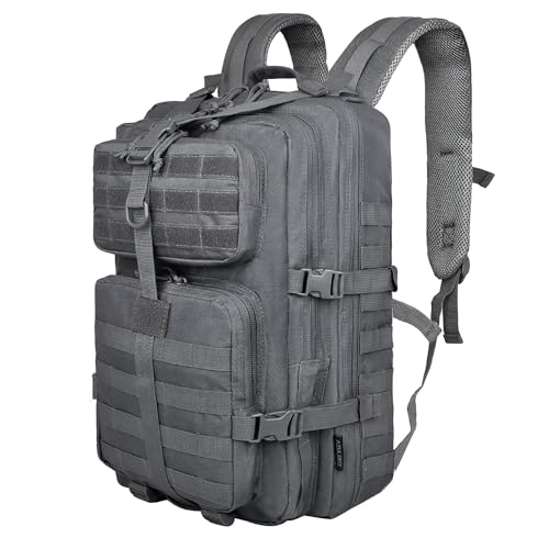 Military Tactical Backpack for Men, Tactical Laptop Backpack with Molle Waterproof, Army 3 Days Assault Pack & Bug Out Bag for Hiking (09-Gray)