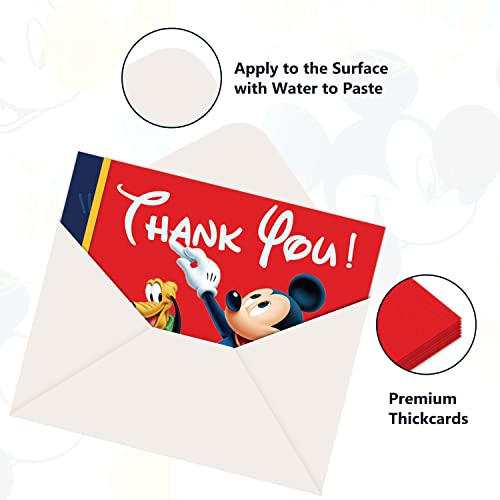 24Pcs Cartoon Mouse Thank You Cards, Cartoon Mouse Birthday Party Greetings Cards With 24 Envelope Birthday Thank You Cards For Kids Boy Girl Birthday Party Supplies #TOP2