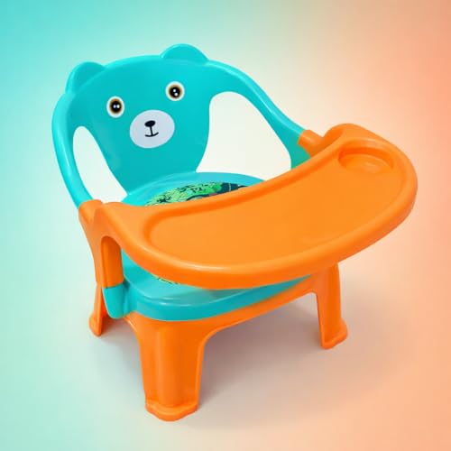 Image of MY LITTLE TOWN Kids Feeding Chair| Musical Chu Chu Chair| Baby Chair| 4-36 Months| Baby Chair| Portable| Booster seat (Sea Green with Orange)