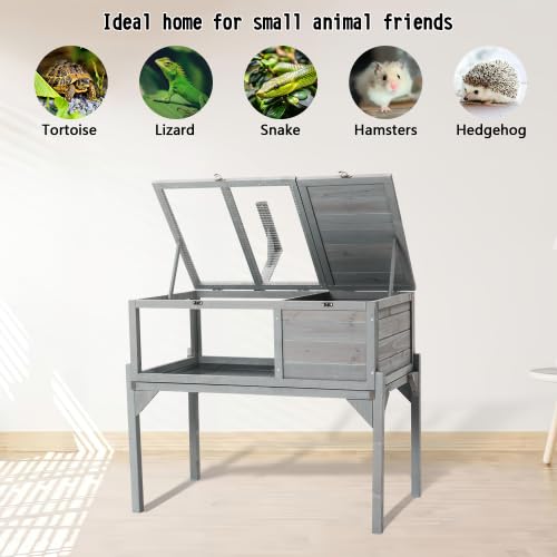 Cat Catio, Cat Window Perch for Large Indoor Cats - for Sunbathing, Napping & Overlooking, Wooden Window Hammock for Safely Enjoying The Outdoor Sights Scents and Sounds (Gray, 36'')