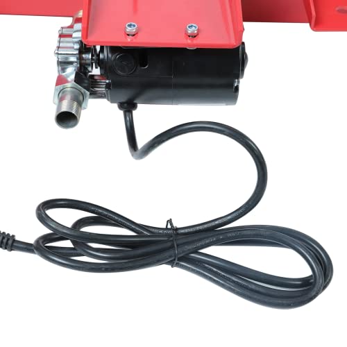BACLAUGH Low Profile Oil Drain Pan 20 Gallon Portable with 110V DC Centrifugal Electric Fuel Transfer Pump for Gasoline Diesel and 7 FT Hose(Iron Red)