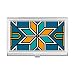 Blue Orange Morocco Abstract Flower Business Card Holder Case Pocket Box Wallet