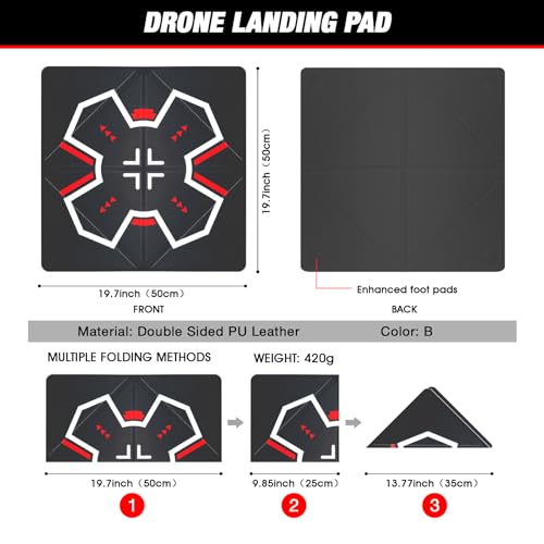 Universal Drone Landing Pad - Fast-Foldable, Portable, Weighted for Wind Resistance | Waterproof Landing Pad Compatible with DJI Mini 4k/3/5 Pro, Mavic 4, Air 3s, Neo, and Flip (black) by mcokoe - Image 3