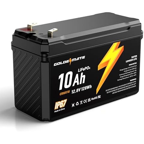 GOLDENMATE 12V 10Ah LiFePO4 Lithium Battery, 5000+ Deep Cycles, IP67 Waterproof Lithium Iron Phosphate Battery, Built-in BMS, Ideal for Power Wheels, Solar, Marine, Fish Finder, Ride-on Toy, Camping Cover