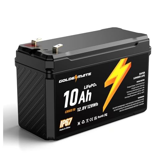 GOLDENMATE 12V 10Ah LiFePO4 Lithium Battery, 5000+ Deep Cycles, IP67 Waterproof Lithium Iron Phosphate Battery, Built-in BMS, Ideal for Power Wheels, Solar, Marine, Fish Finder, Ride-on Toy, Camping