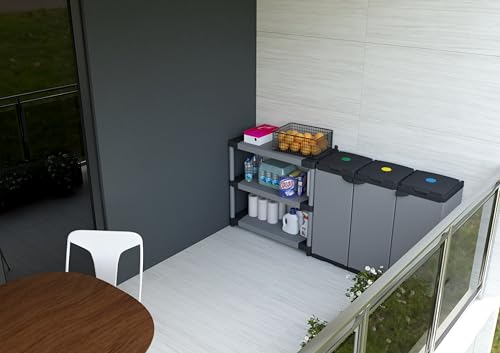 Estantería de resina exterior e interior Adventa modular de 3 estantes desmontables 3