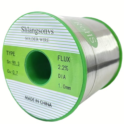 Image of Lead Free Solder Wire Sn99.3 Cu0.7 Tin Wire Rosin Core Flux Content 2.2% Flow Well Electronics Soldering Wire (500g /1.1lb, Wire gauge 1mm /0.039in)