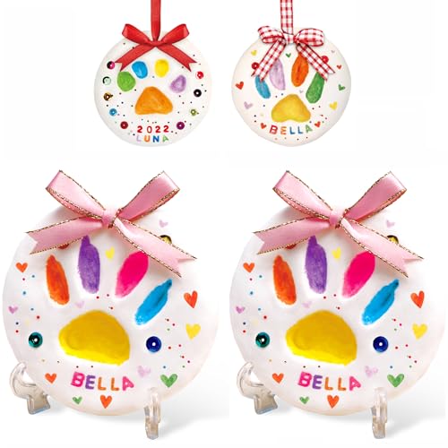 JOLLYJINKS Paw Print Kit for Dogs and Cat (Makes 4), Dog Clay Paw Print Impression Kit Keepsake for Pet with Customization Tool and Display Stands as Ornament JOLLYJINKS Paw Print Kit for Dogs and Cat (Makes 4), Dog Clay Paw Print Impression Kit Keepsake for Pet with Customization Tool and Display Stands as Ornament