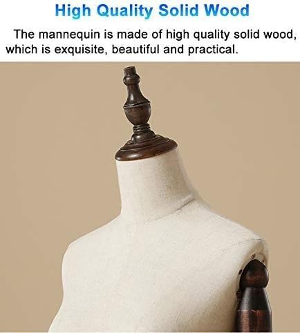 Upgraded Female Dress Form, Mannequin Torso Body n Height Adjustable with Wood Stand, Model Clothing Forms for Dress Display (Without Arms Medium)