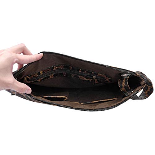 Ayliss Women's Animal Print Oversized Clutch Purse Bag Evening Handbag Wristlet Pu Leather Zebra Leopard Zippers(Brown Leopard) #TOP3