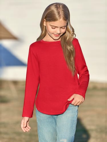 Image of Haloumoning Girls Long Sleeve T Shirts Kids Crewneck Tops 5-14 Years