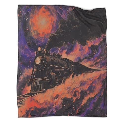 Couverture Train à Vapeur Impression 3D en Peluche Super Douce Plaid Flanelle Premium - 6