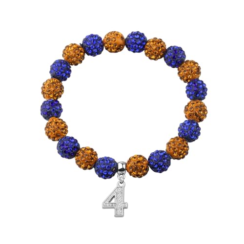 Image of POTIY SGR Sorority Gift Orange and Blue Beads Bracelet with Rhinestone Nmuber Charm Sorority Soror Gift